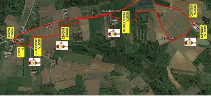La cartina del percorso della camminata enogastronomica
