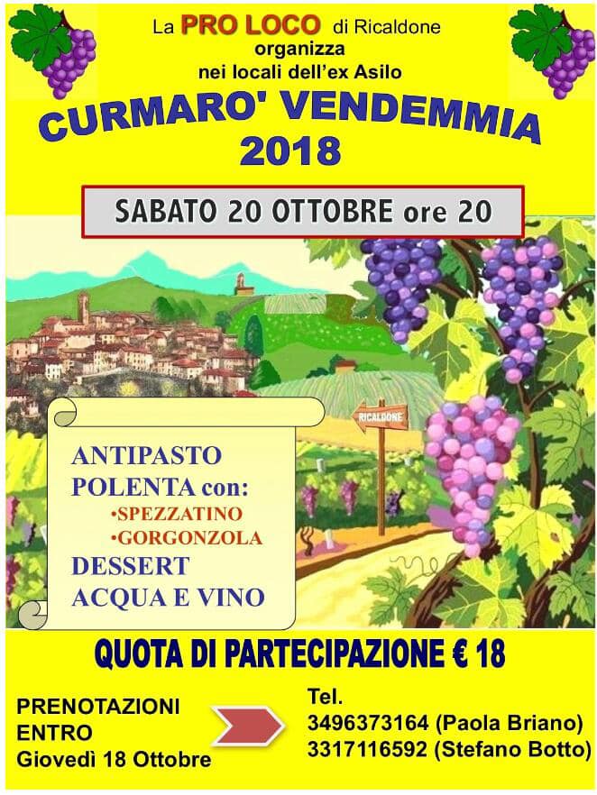 A Ricaldone “Curmarò Vendemmia”. Prenotazioni entro domani