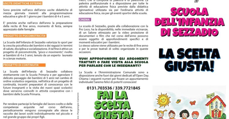 Sezzadio: un pieghevole per pubblicizzare la scuola per l’infanzia