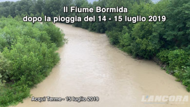 Il Fiume Bormida dopo la pioggia del 14 - 15 luglio 2019