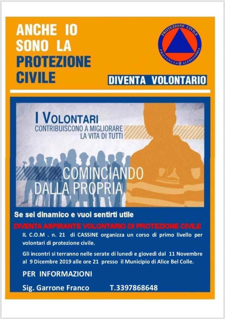 Al Com 21 corso per volontari di Protezione Civile